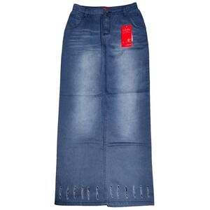 STYLE J Women Size‎ 8  Straight & Pencil Cotton 40" Long Denim Jean Skirt NEW